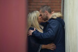 Keanu and Sharon kiss