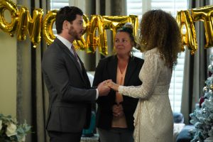 The Taylors have set up a makeshift vow renewal at No.1 EastEnders 