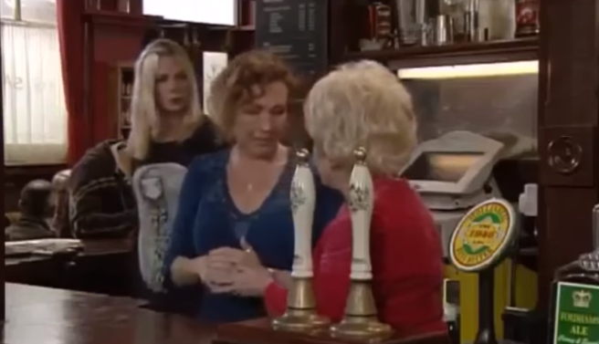 Jane shared many scenes behind the bar with Dame Barbara Windsor (Credit: BBC/YouTube)