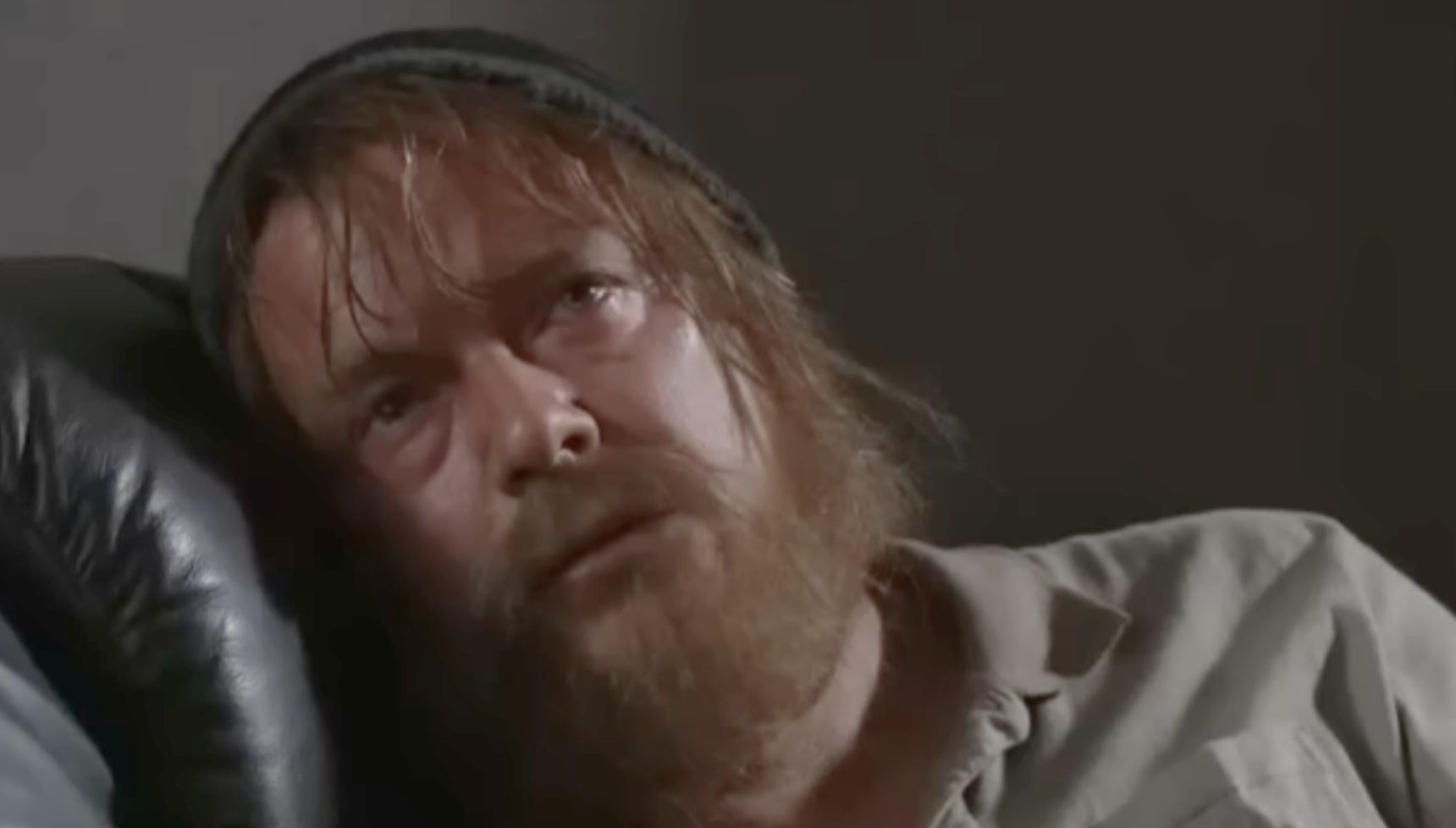 Homeless, bearded Ian Beale on the sofa in EastEnders