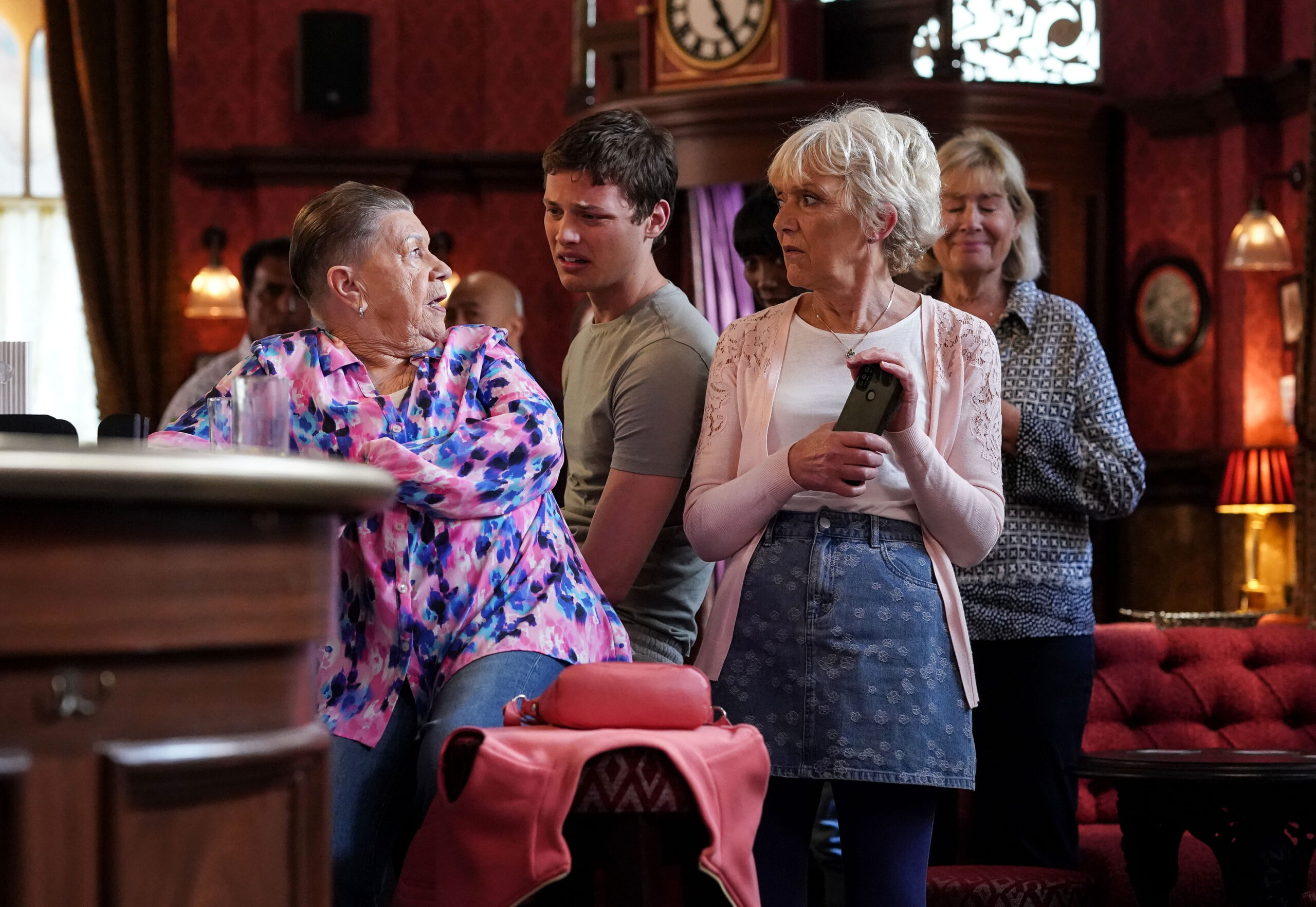 Jean and Big Mo at the auction on EastEnders
