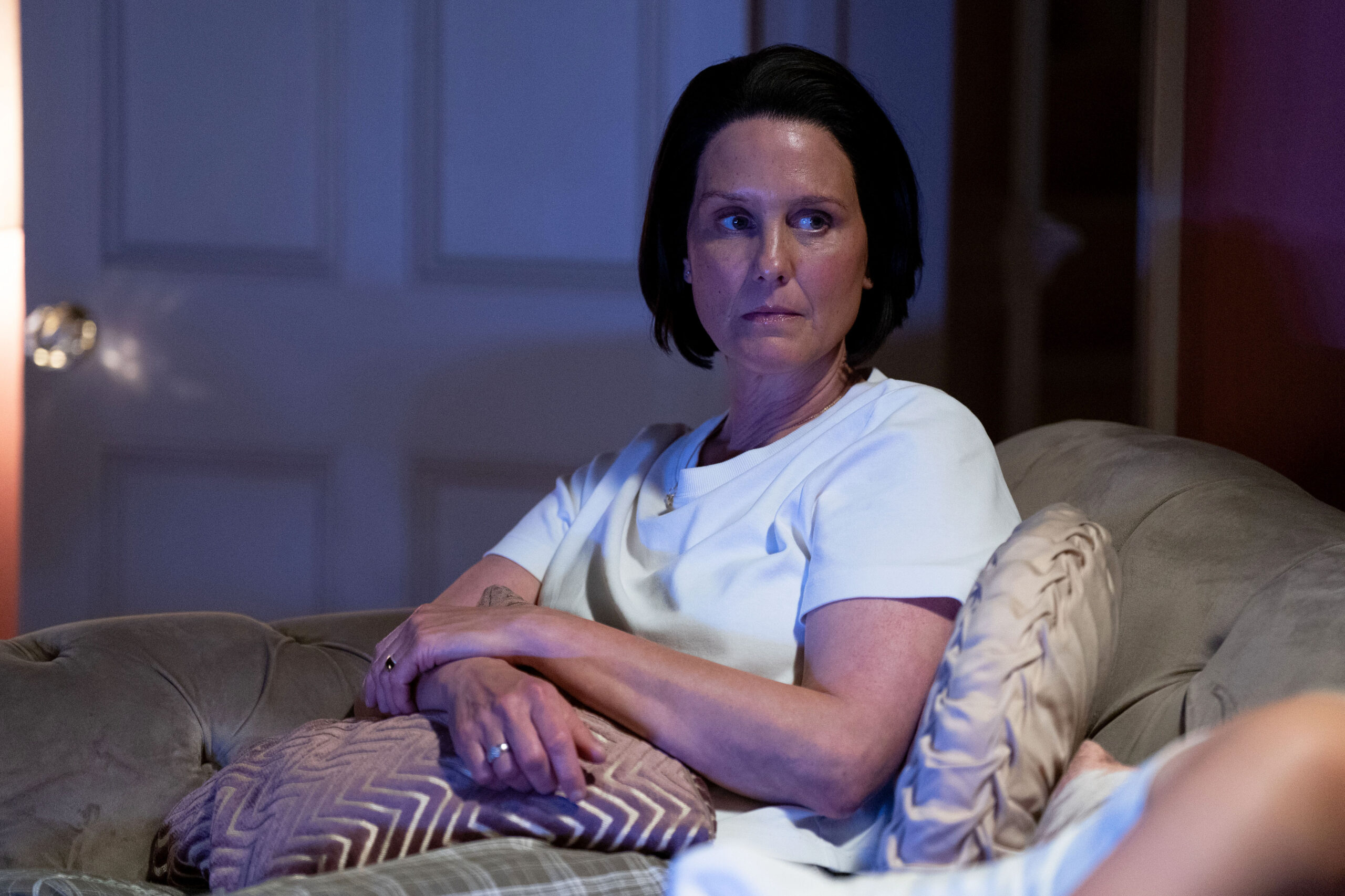Eve looks unhappy in EastEnders