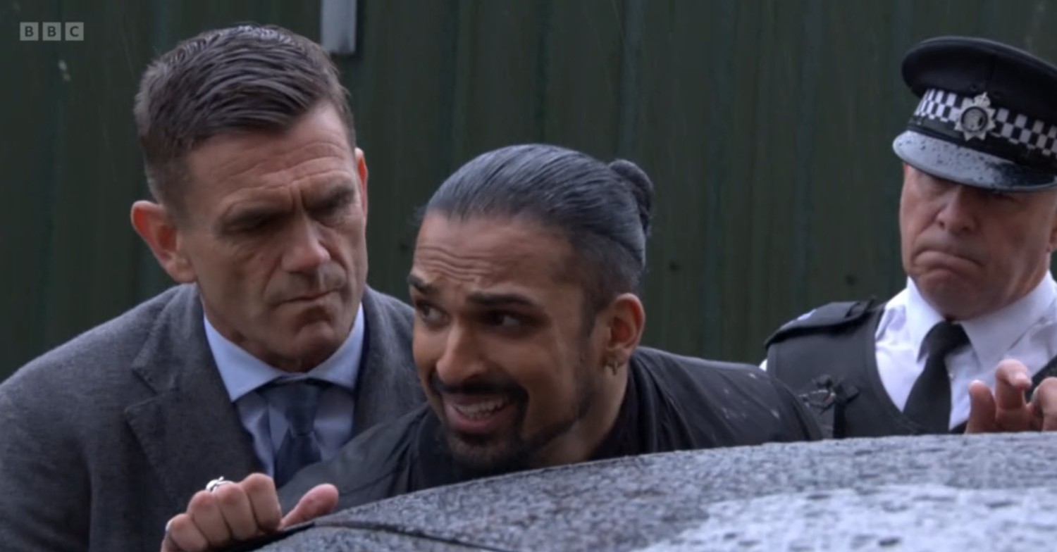 Jack arrests Ravi on EastEnders