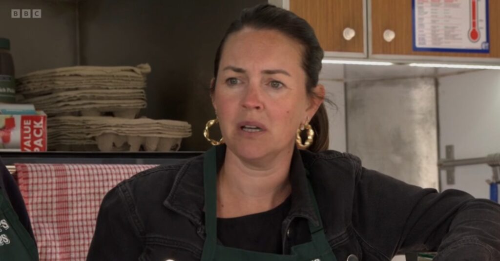 Stacey looks surprised on EastEnders 