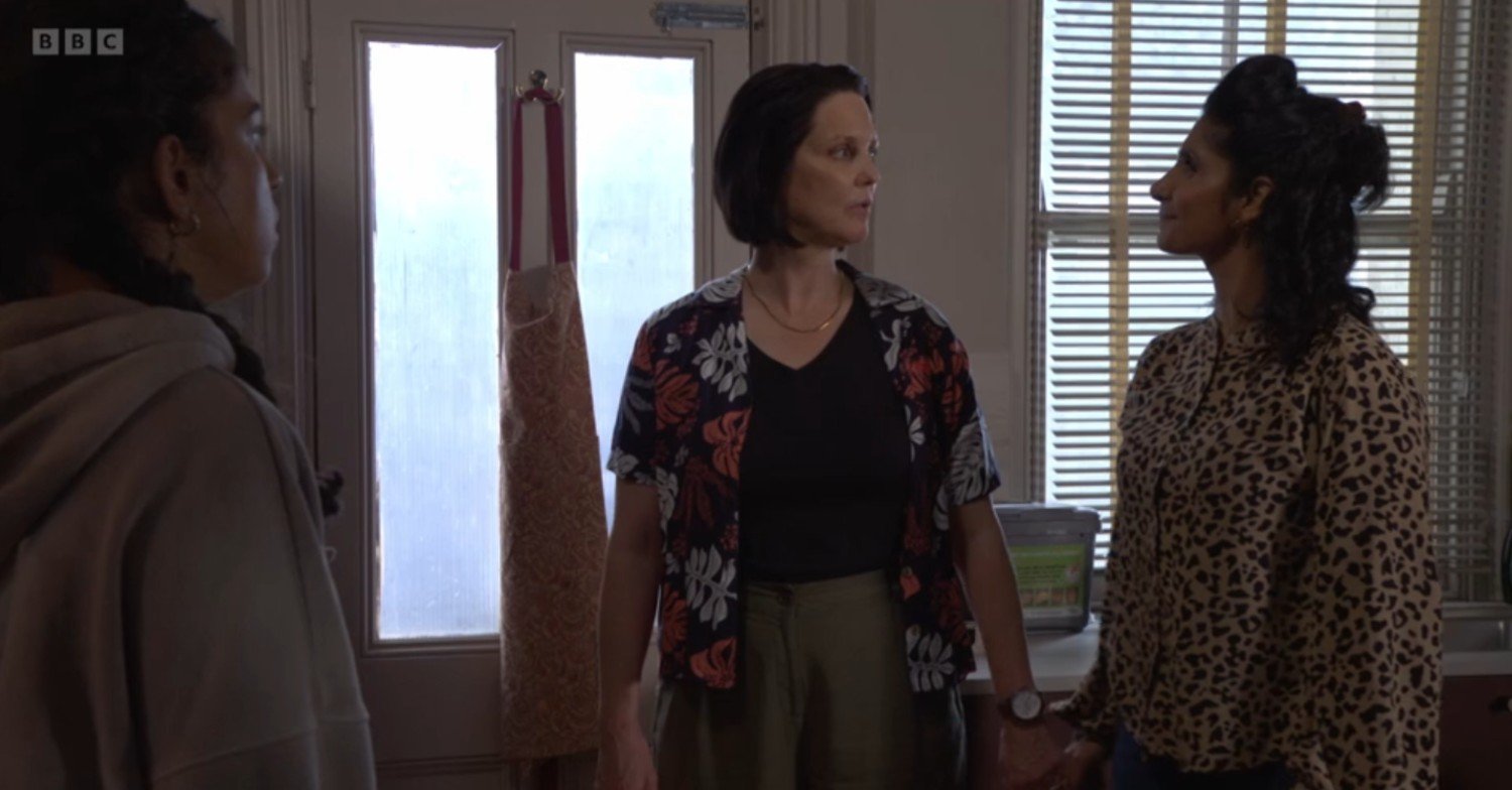 Eve, Suki and Avani argue on EastEnders tonight