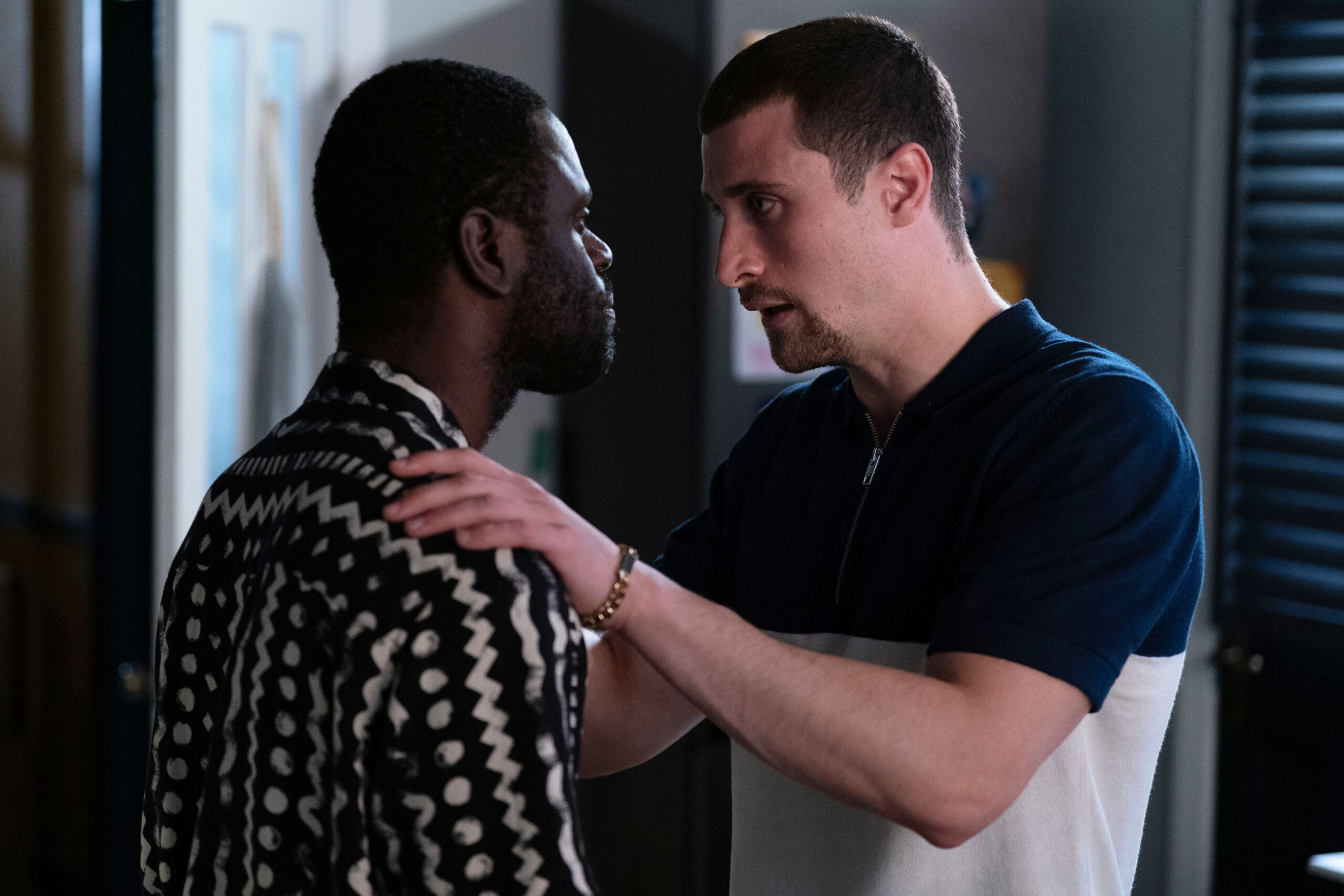 Harry reassures Kojo in EastEnders