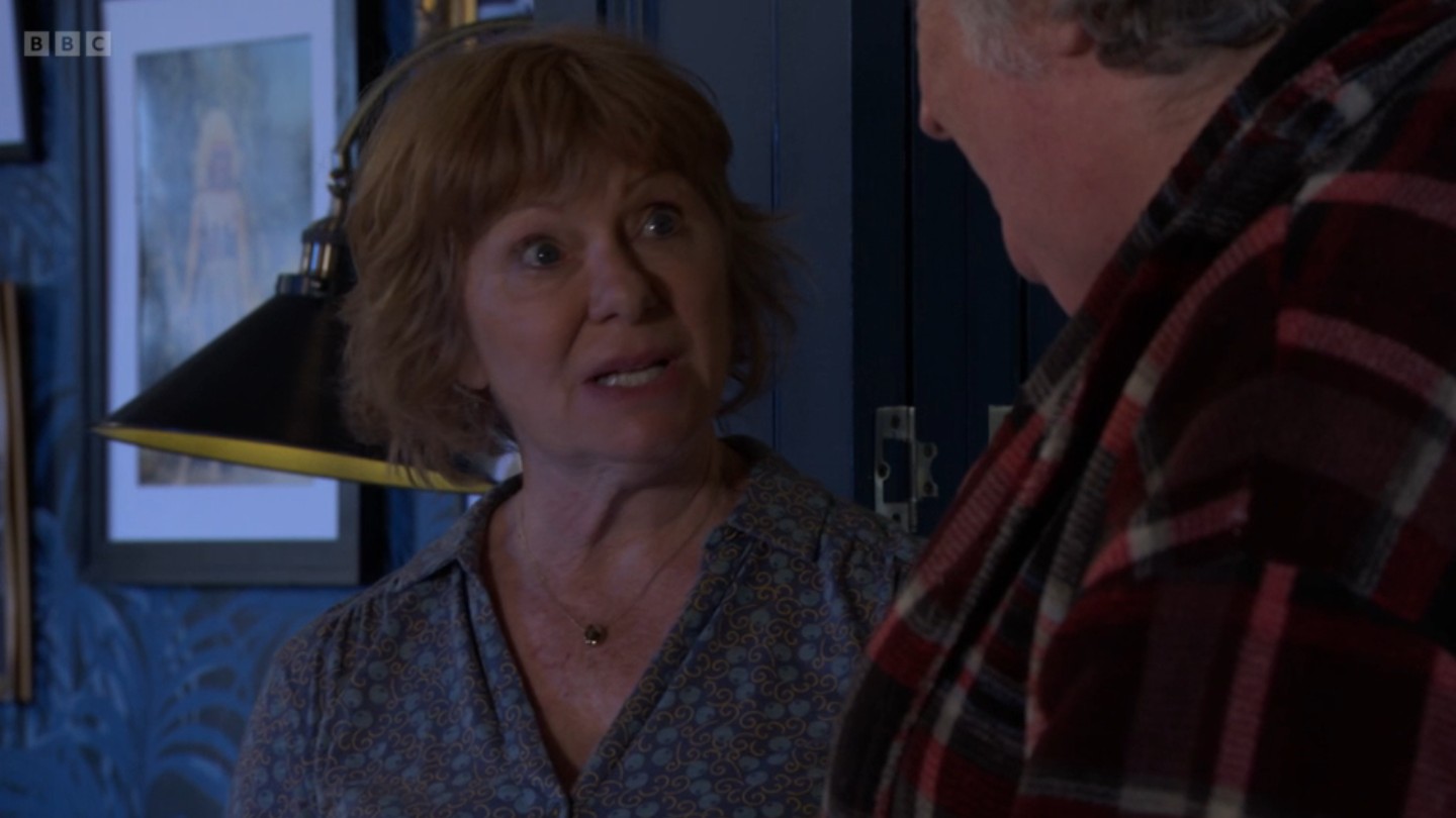 Julie looks shifty as she talks to Nigel