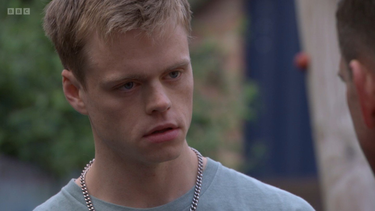 Oscar looks worried on EastEnders 