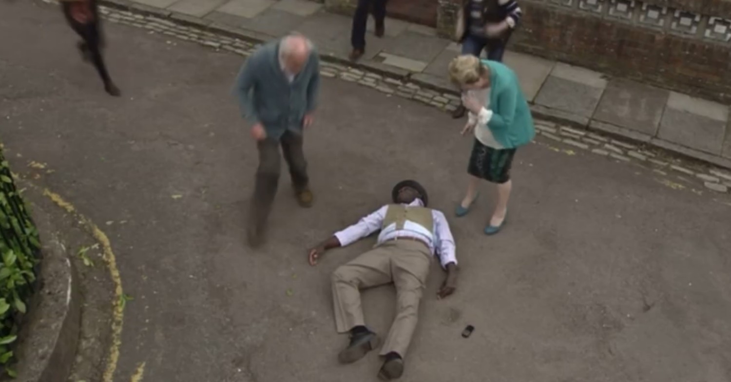 Patrick on the ground in EastEnders