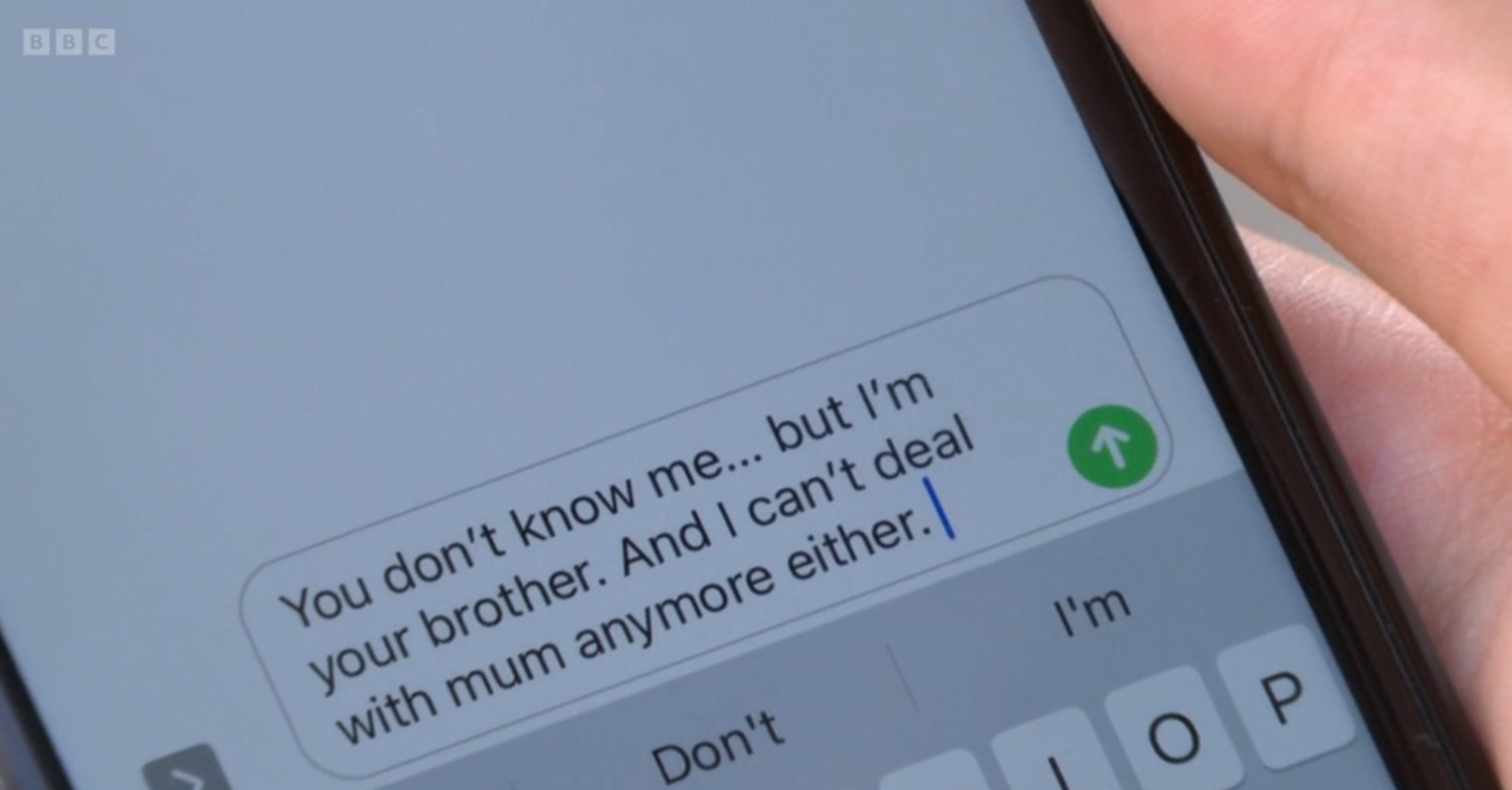 Tommy's text to Zoe 