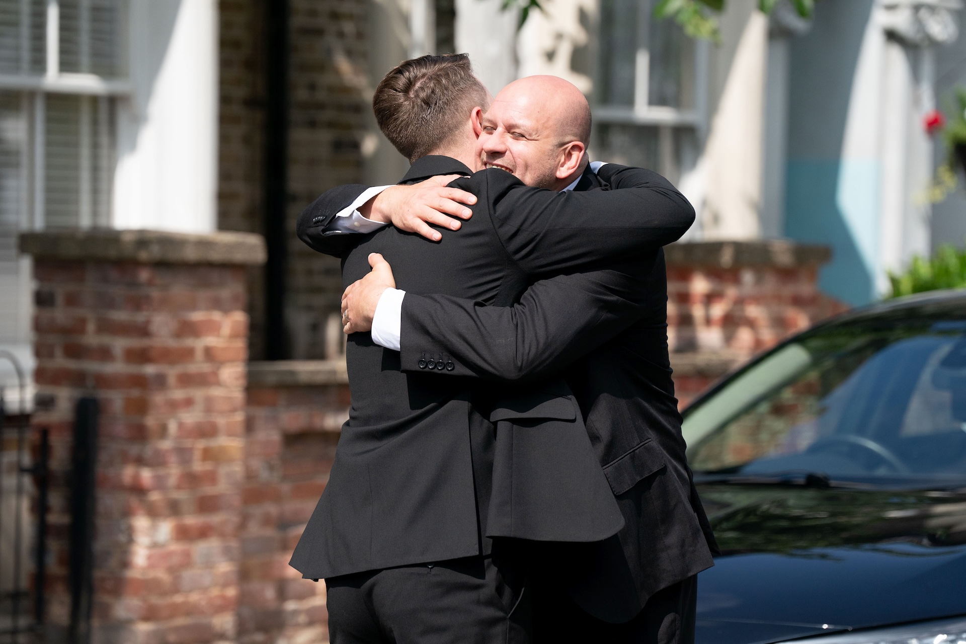Callum and Stuart hugging