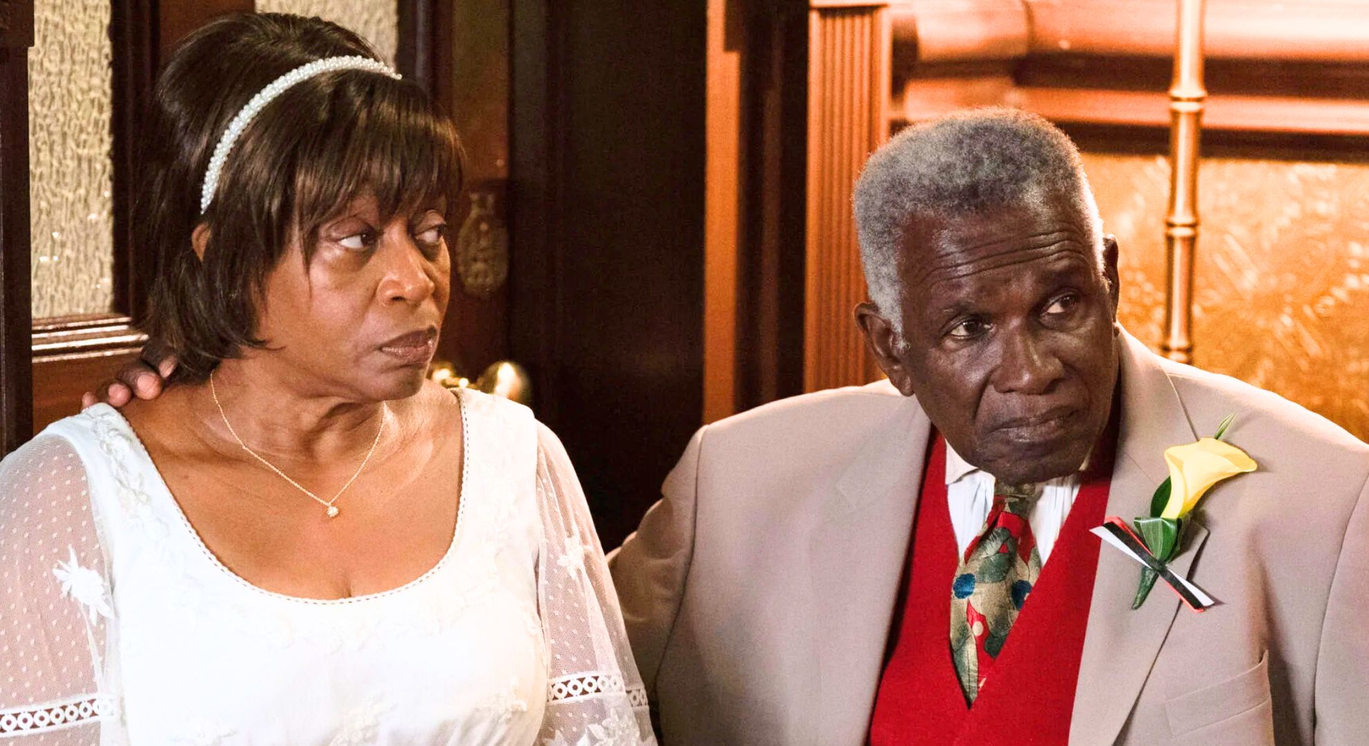 Patrick and Yolande's wedding party ends in terror when someone is shot