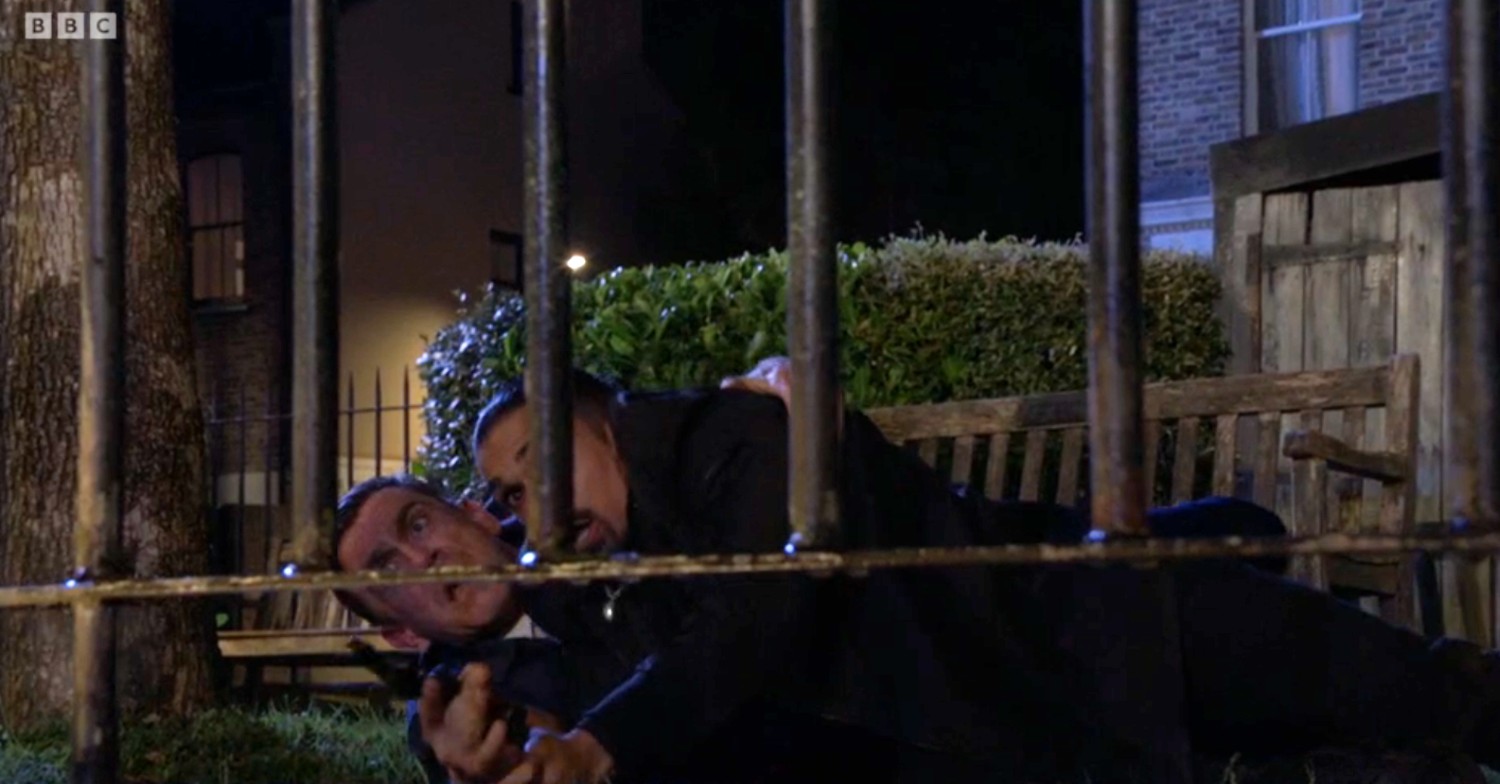 Jack and Ravi fighting on EastEnders