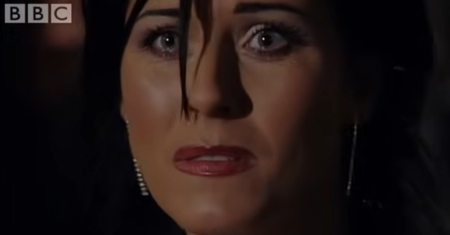 Kat looks upset during the 'you ain't my muvva' scene