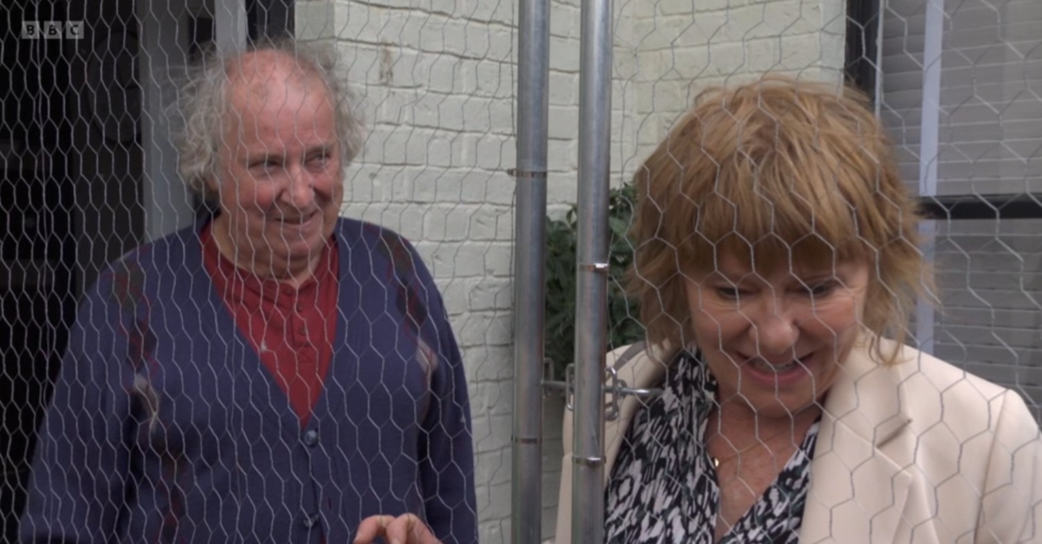 Nigel and Julie at the chicken coop