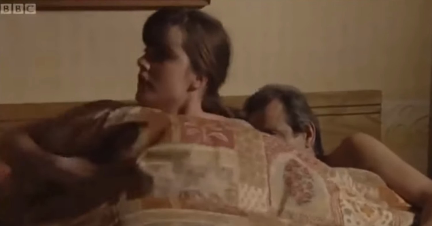 Zoe and Den in bed together in EastEnders
