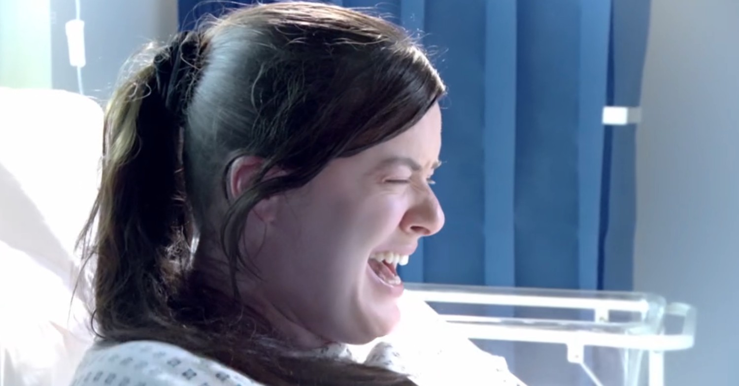Zoe in labour on EastEnders
