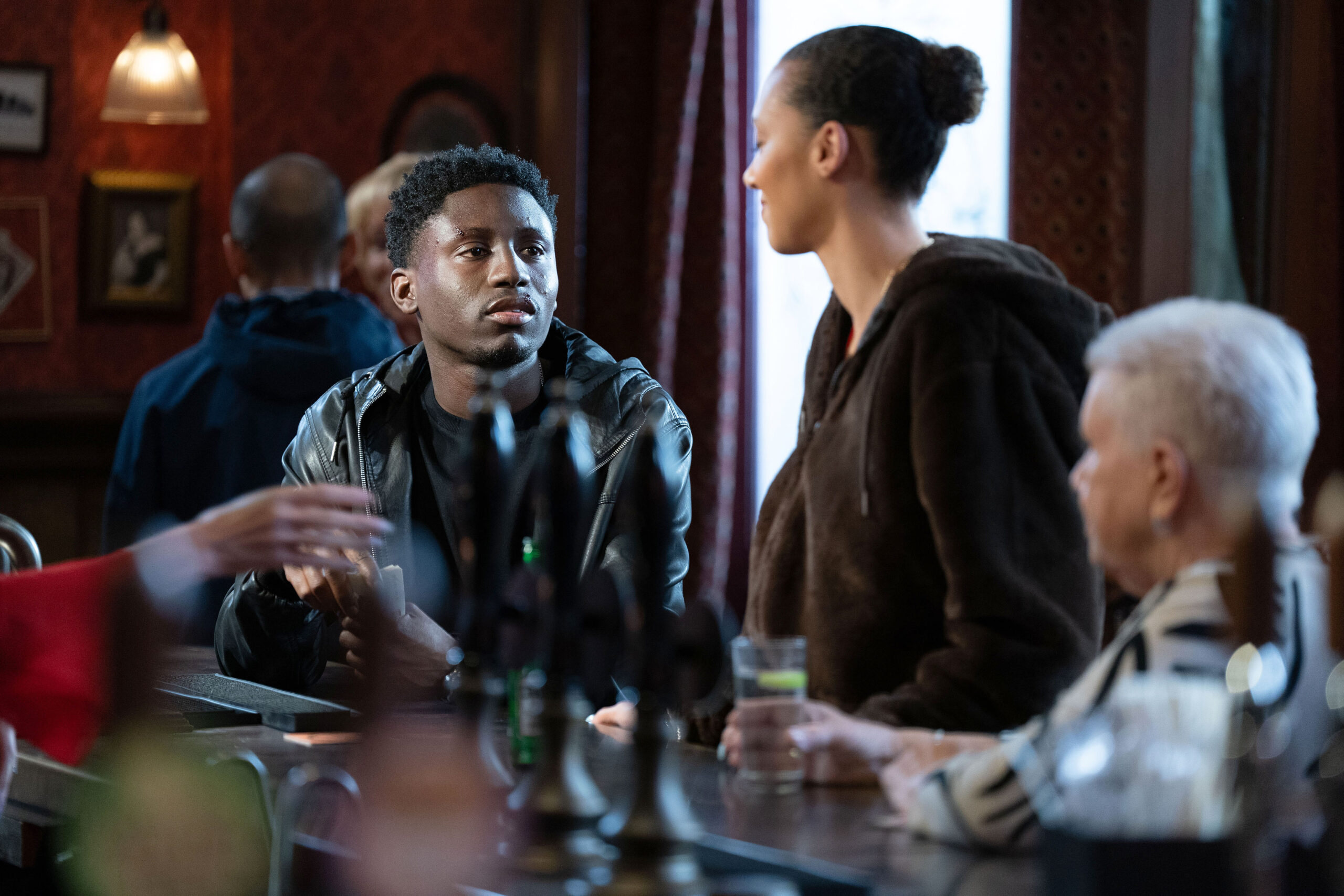 Okie talks to Gina in The Vic on EastEnders