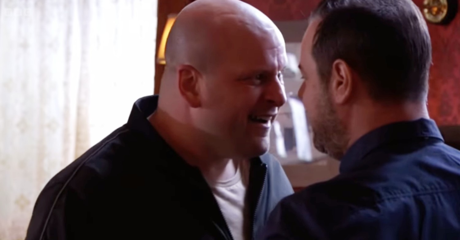 Stuart snarls in Mick's face on EastEnders