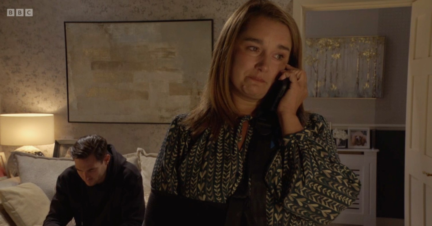 Vicki on the phone in EastEnders