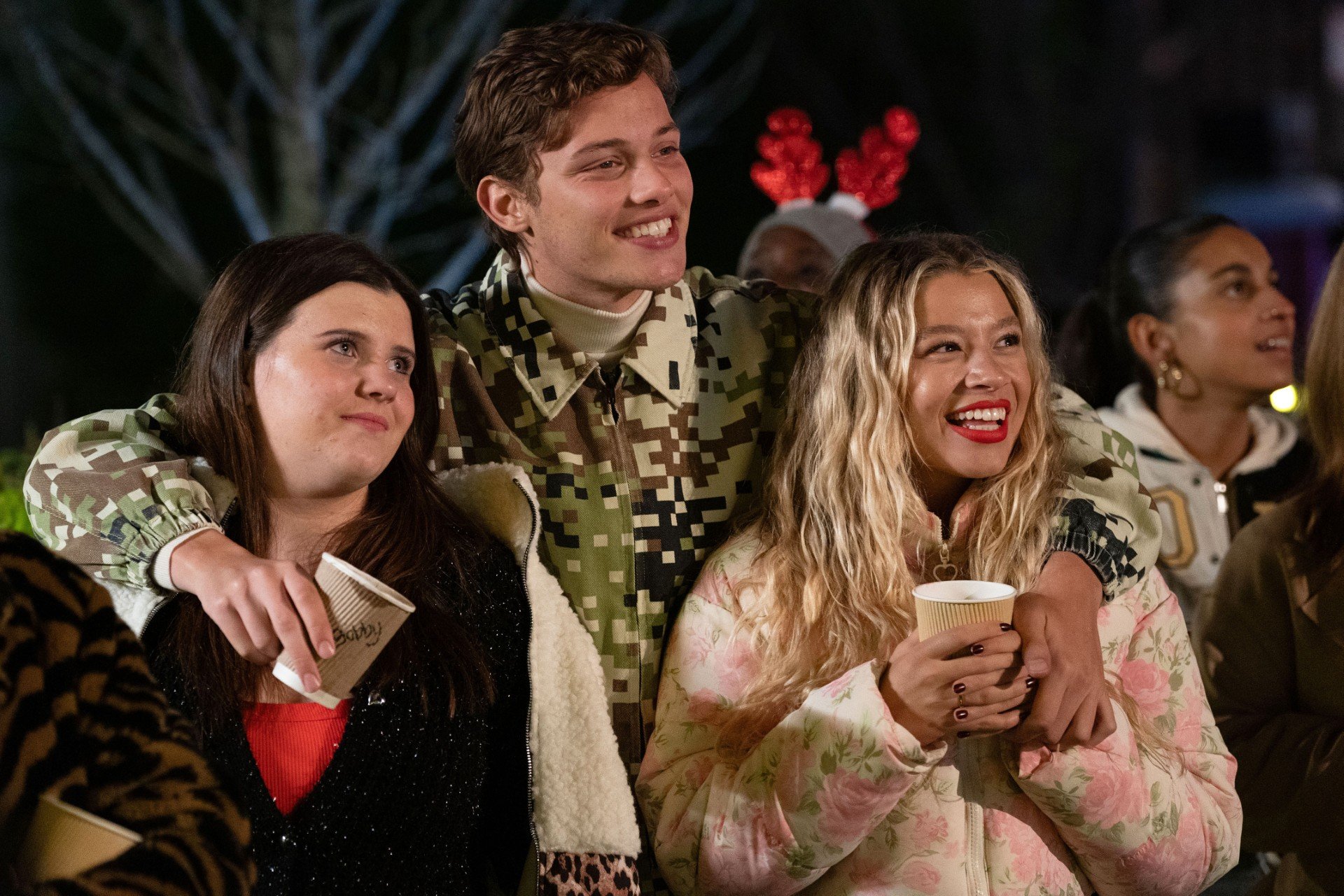 Freddie hugs Lily and and Anna on EastEnders