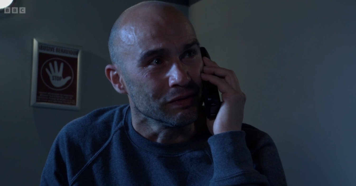 Teddy crying on the phone