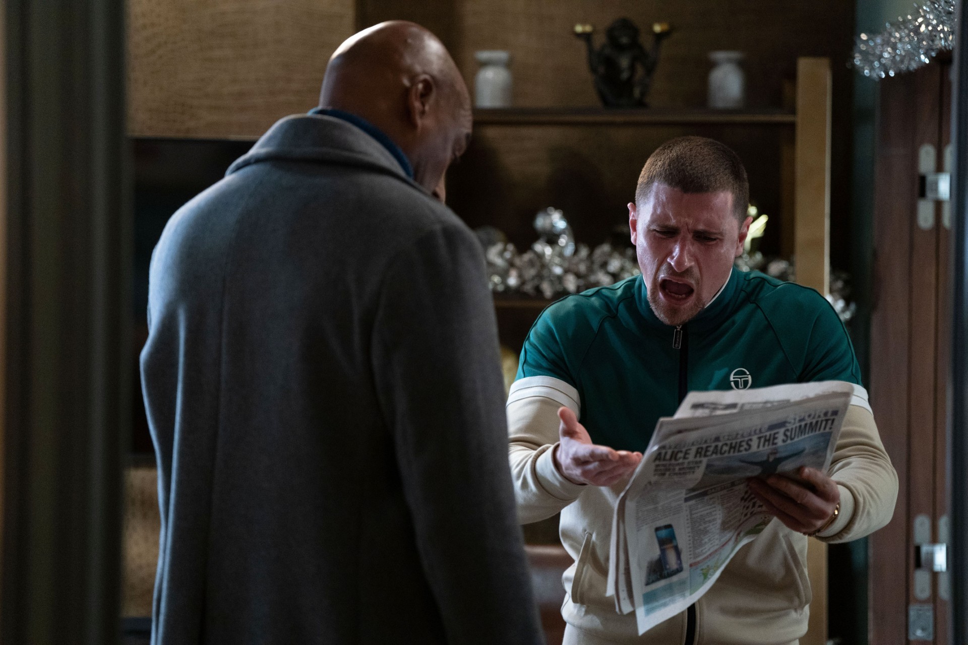 Harry has a meltdown as he reads a paper in front of George