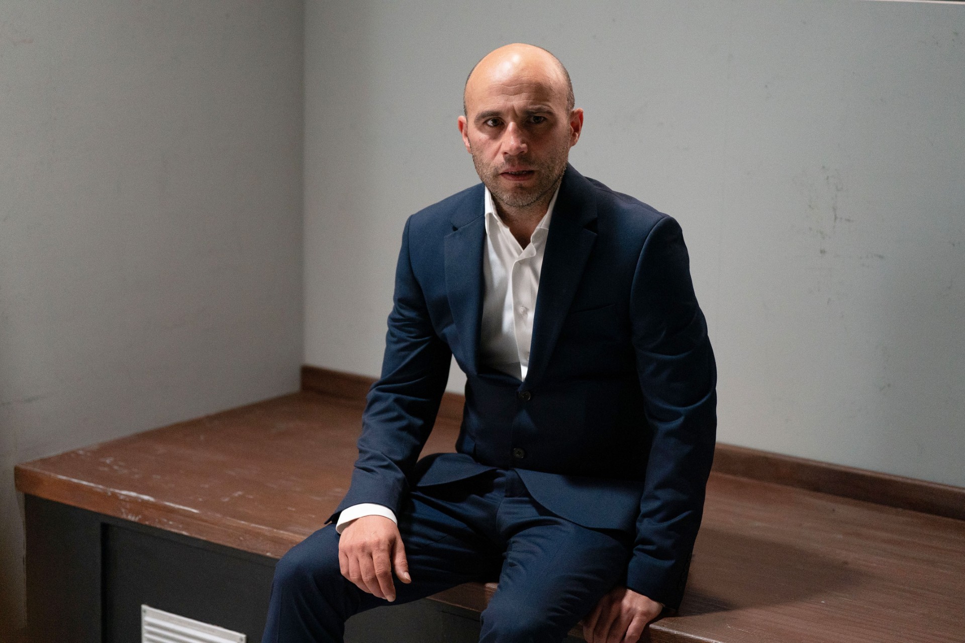 Teddy looks nervous in EastEnders