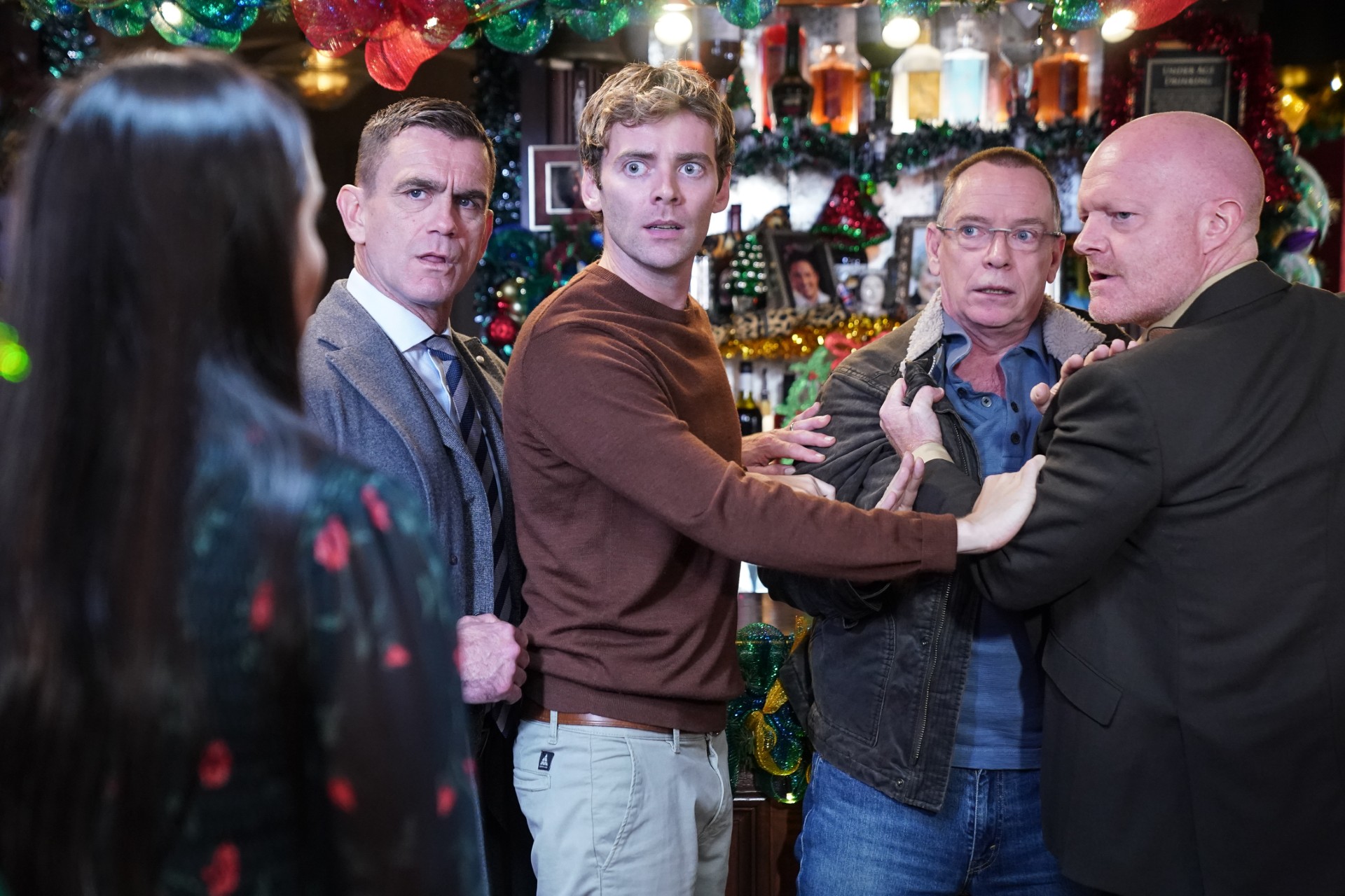 Max, Jack, Peter and Ian argue in The Vic