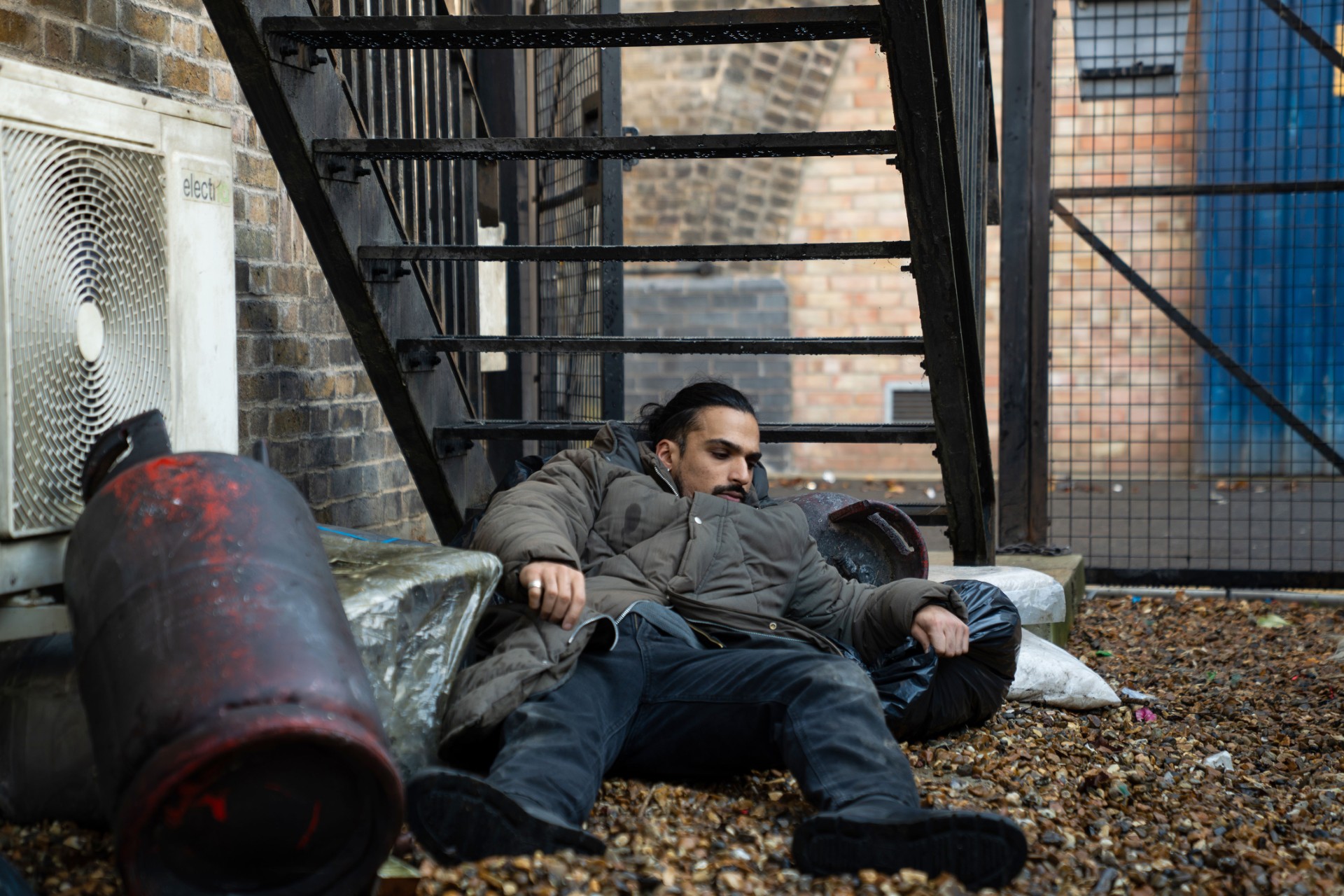 Ravi is conked out in the Square