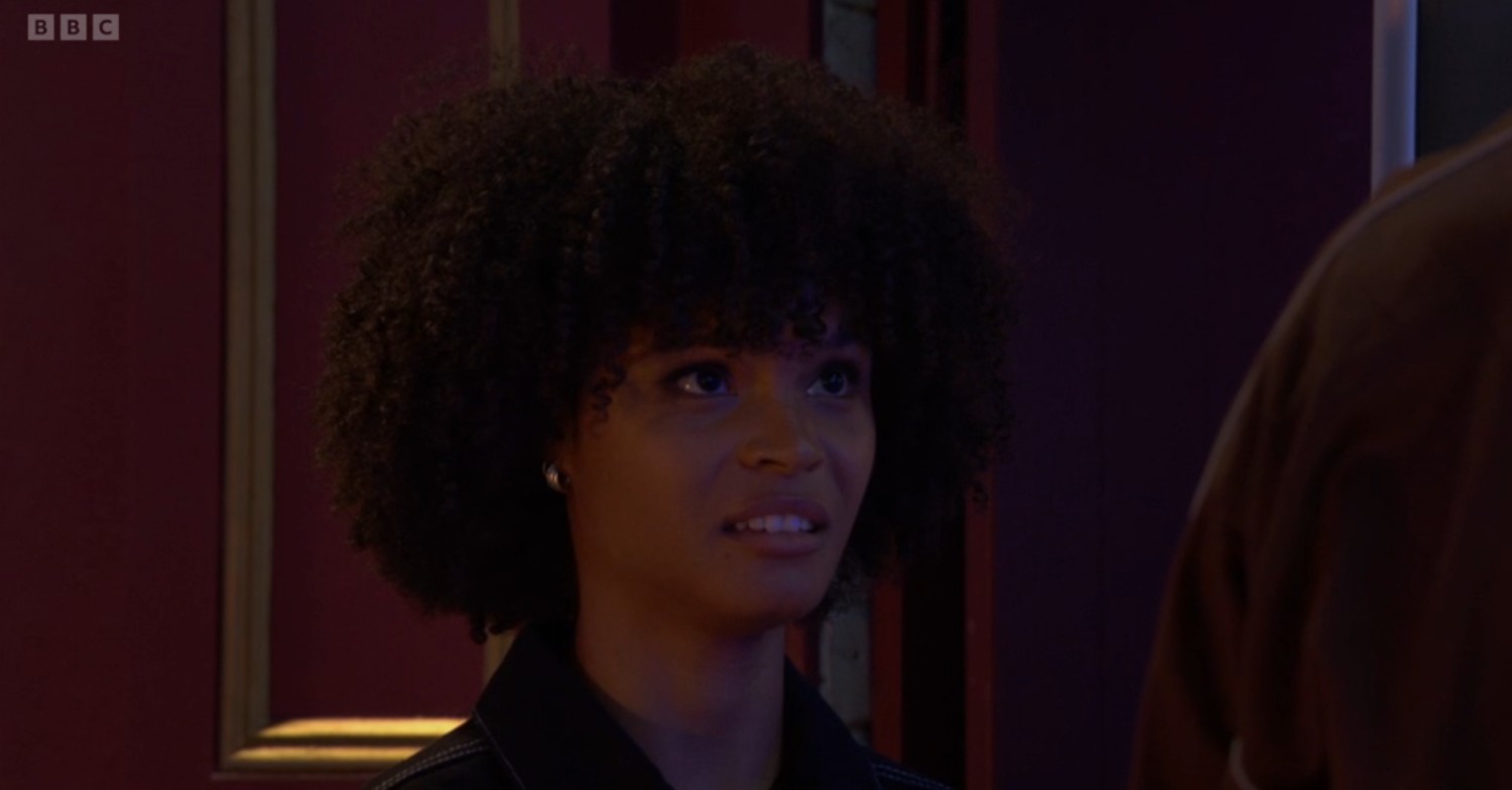 Jasmine looks panicked in EastEnders