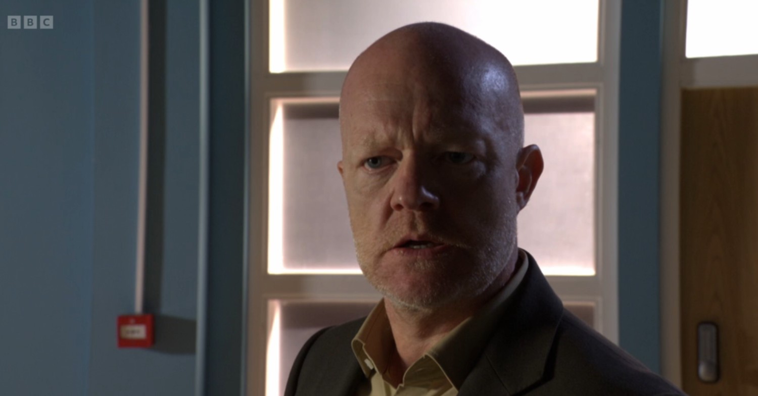 Max looks angry as he arrives at the hospital