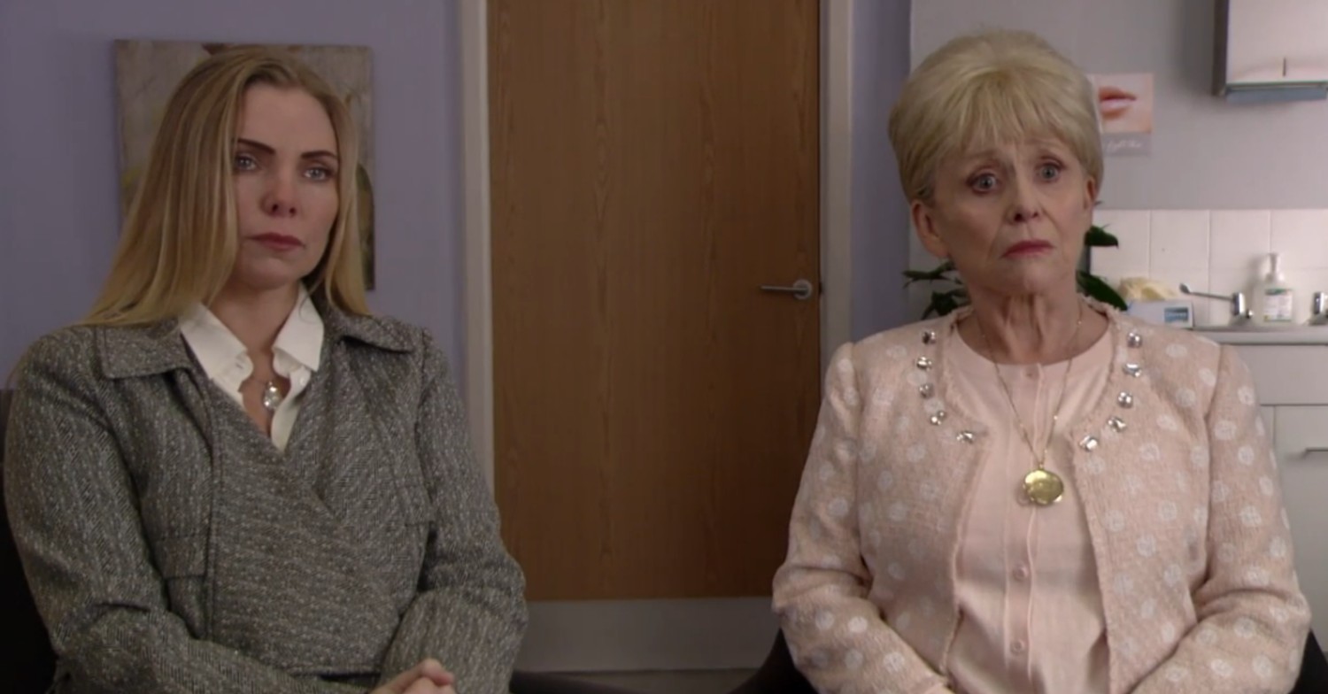 Peggy and Ronnie look worried at a hospital appointment