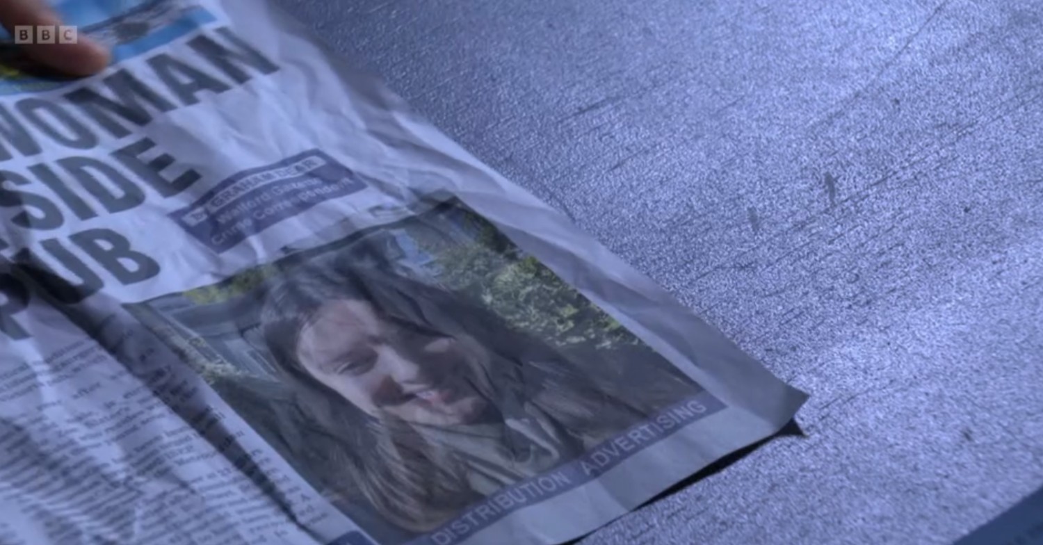 A newspaper clipping of Zoe after her shooting