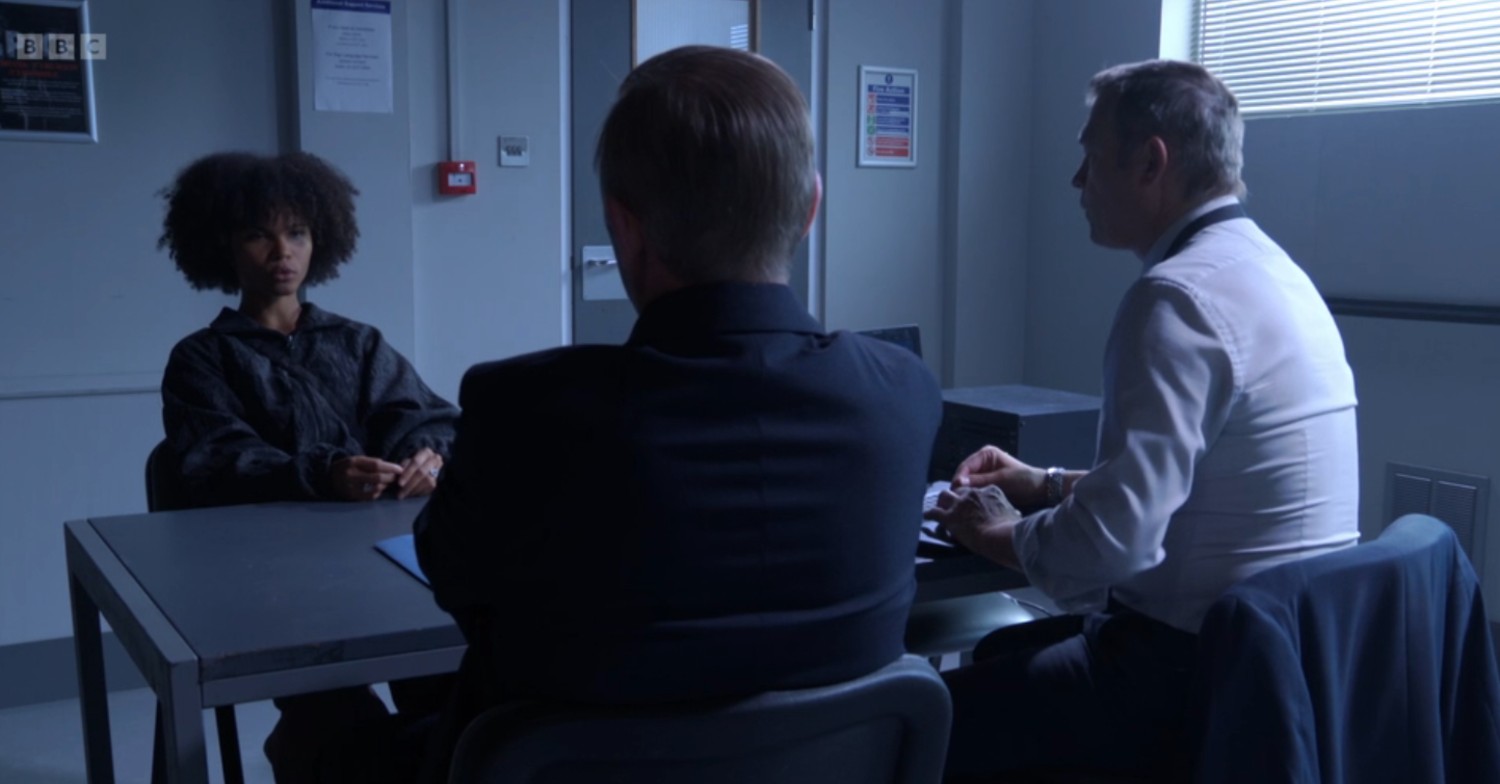 Jasmine talks to the police on EastEnders