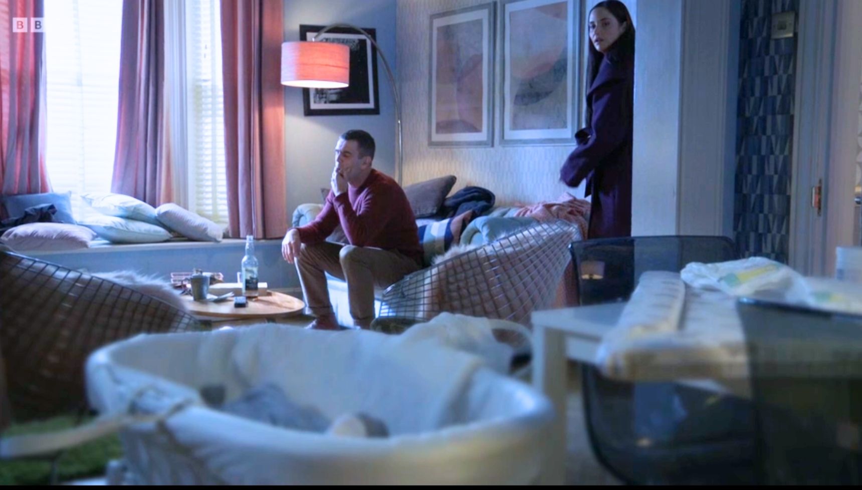 Lauren talks to Jack with baby Ethan in the foreground