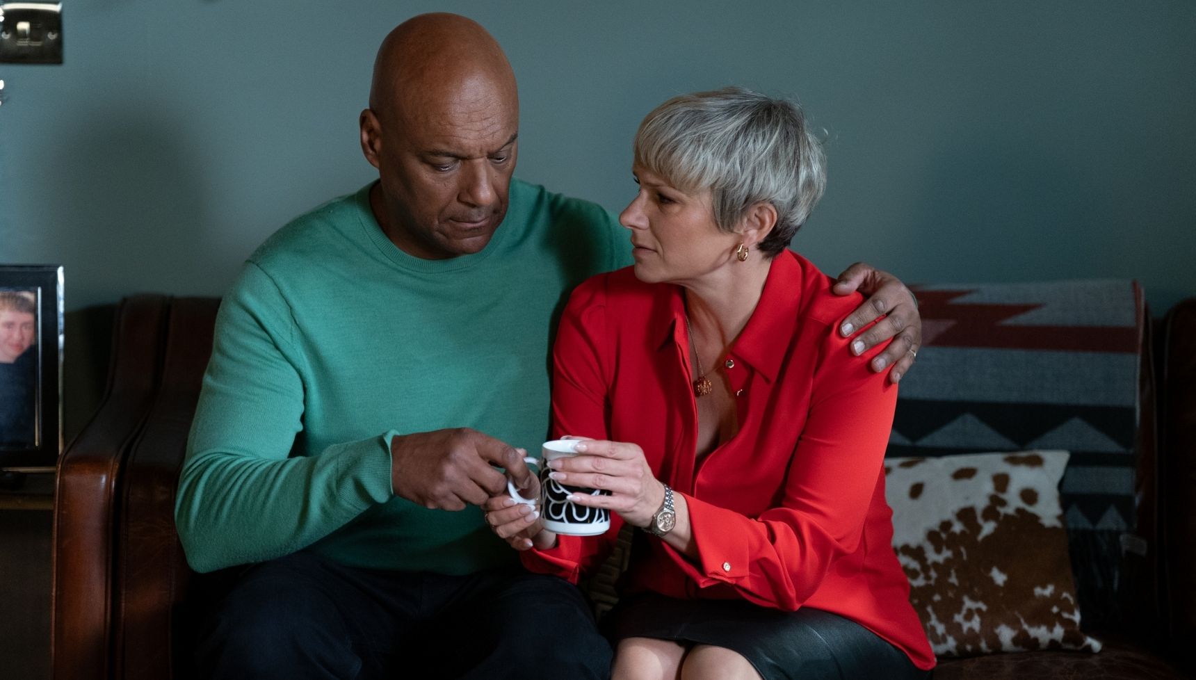 Nicola and George on the sofa together