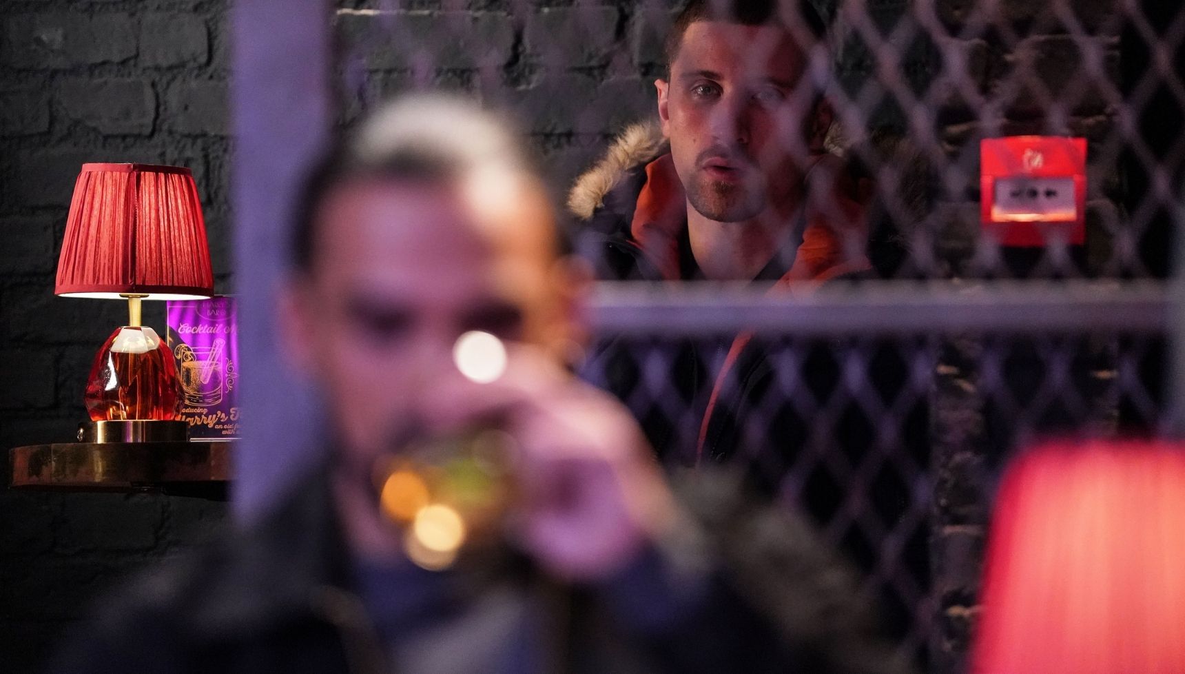 Harry watching Ravi drink his spiked drink 