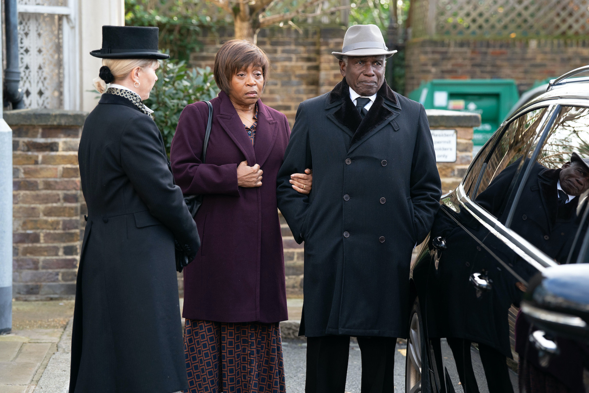 Patrick and Yolande in funeral clothes 