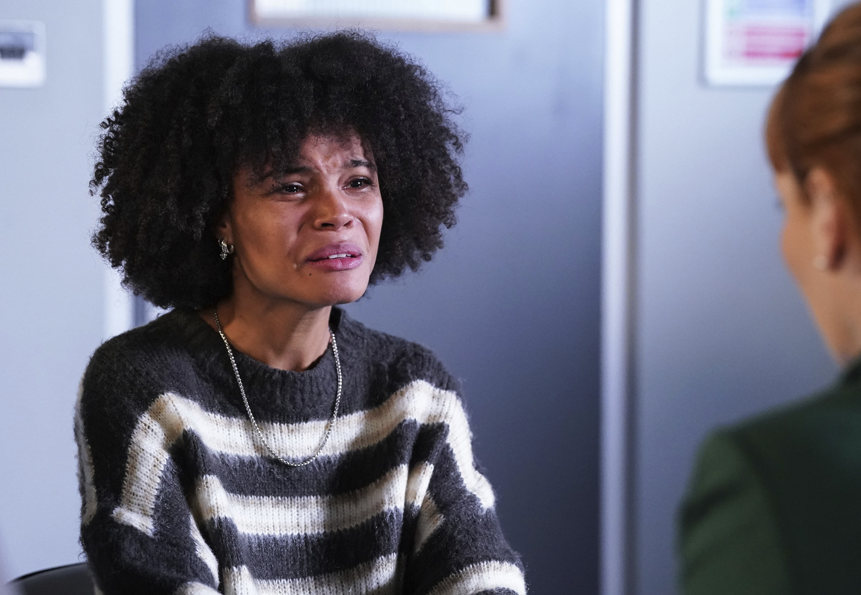 Jasmine in tears at the police station 