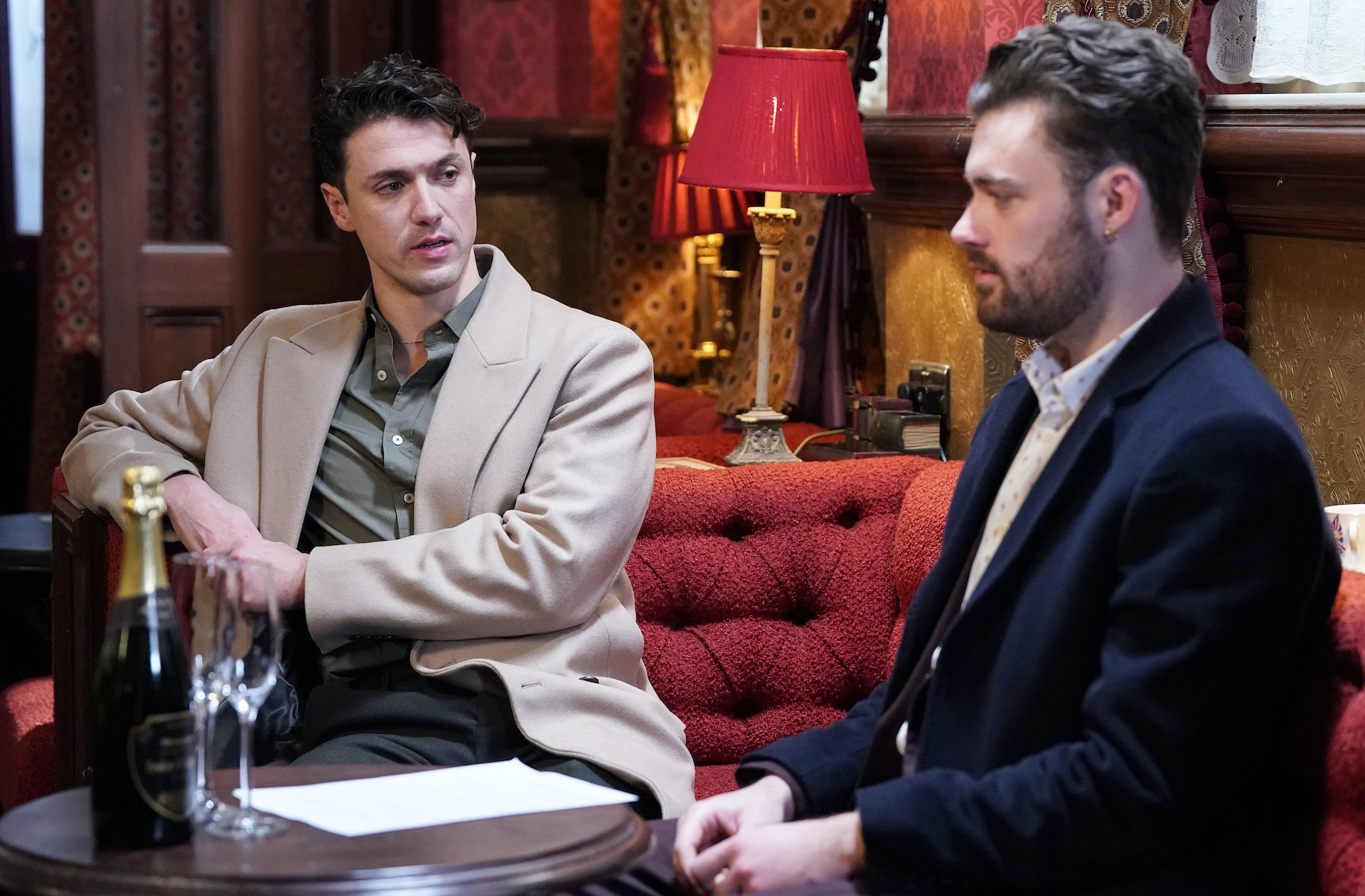 Johnny and Tim in The Vic, Johnny looks uncomfortable