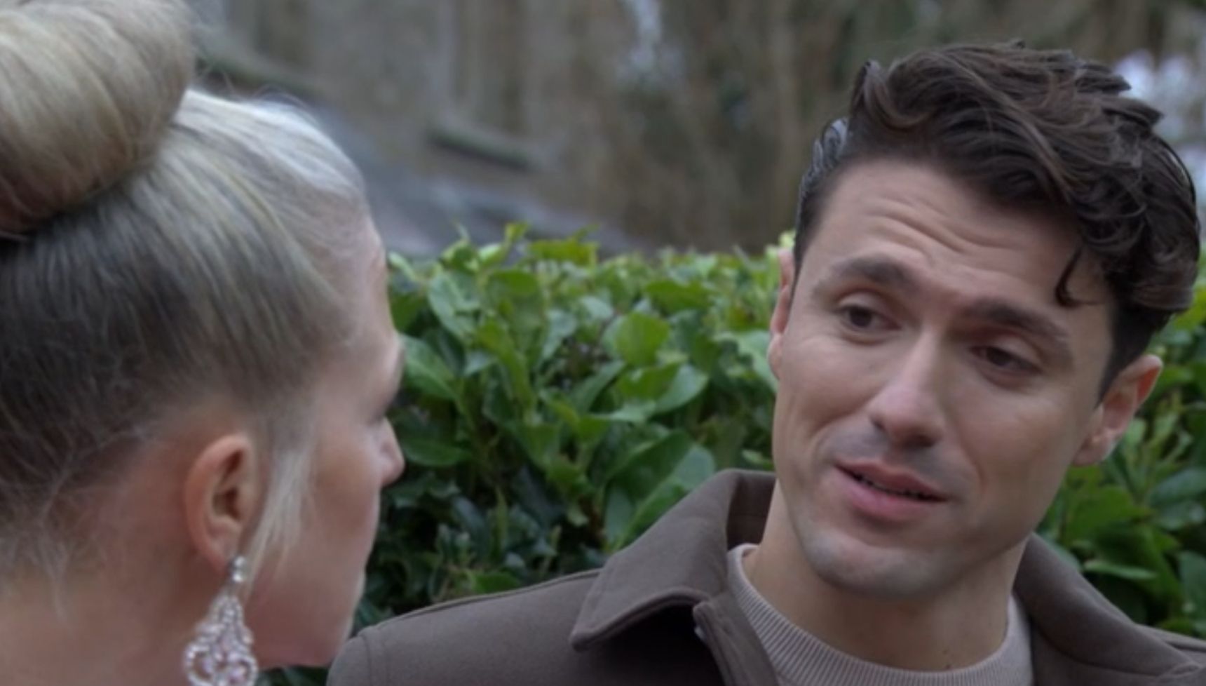 Tim talking to Linda in the Square telling her he is testing Callum in EastEnders