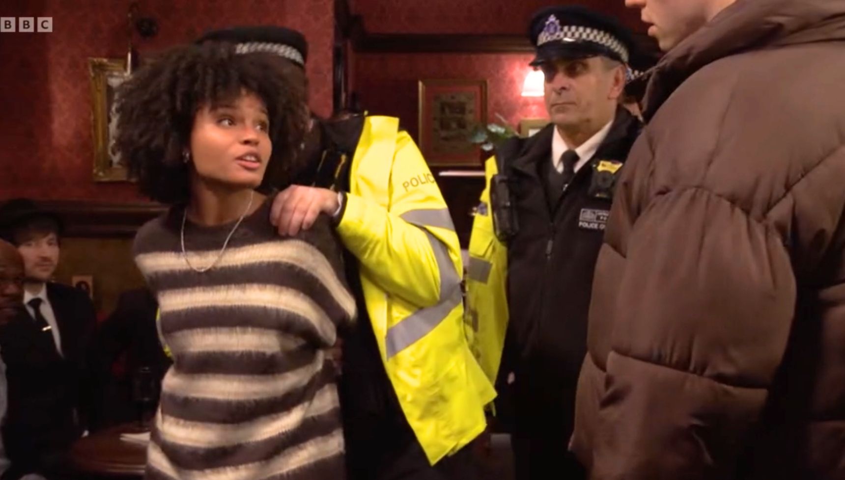 Jasmine's arrest in the Vic in EastEnders 
