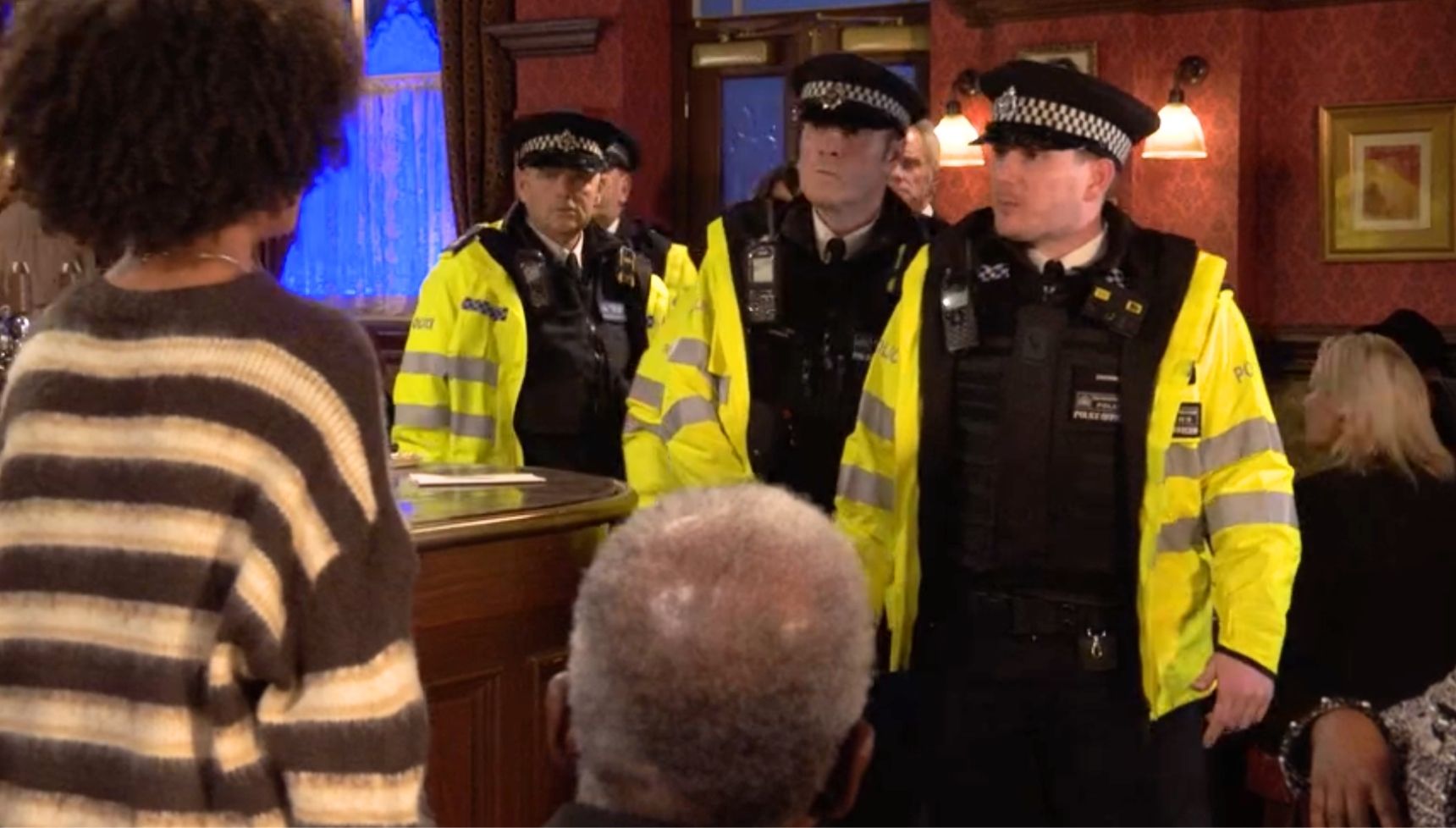 Jasmine looking shocked as the police arrive