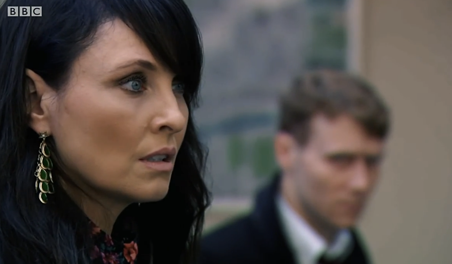 Honey looks serious as Jay watches