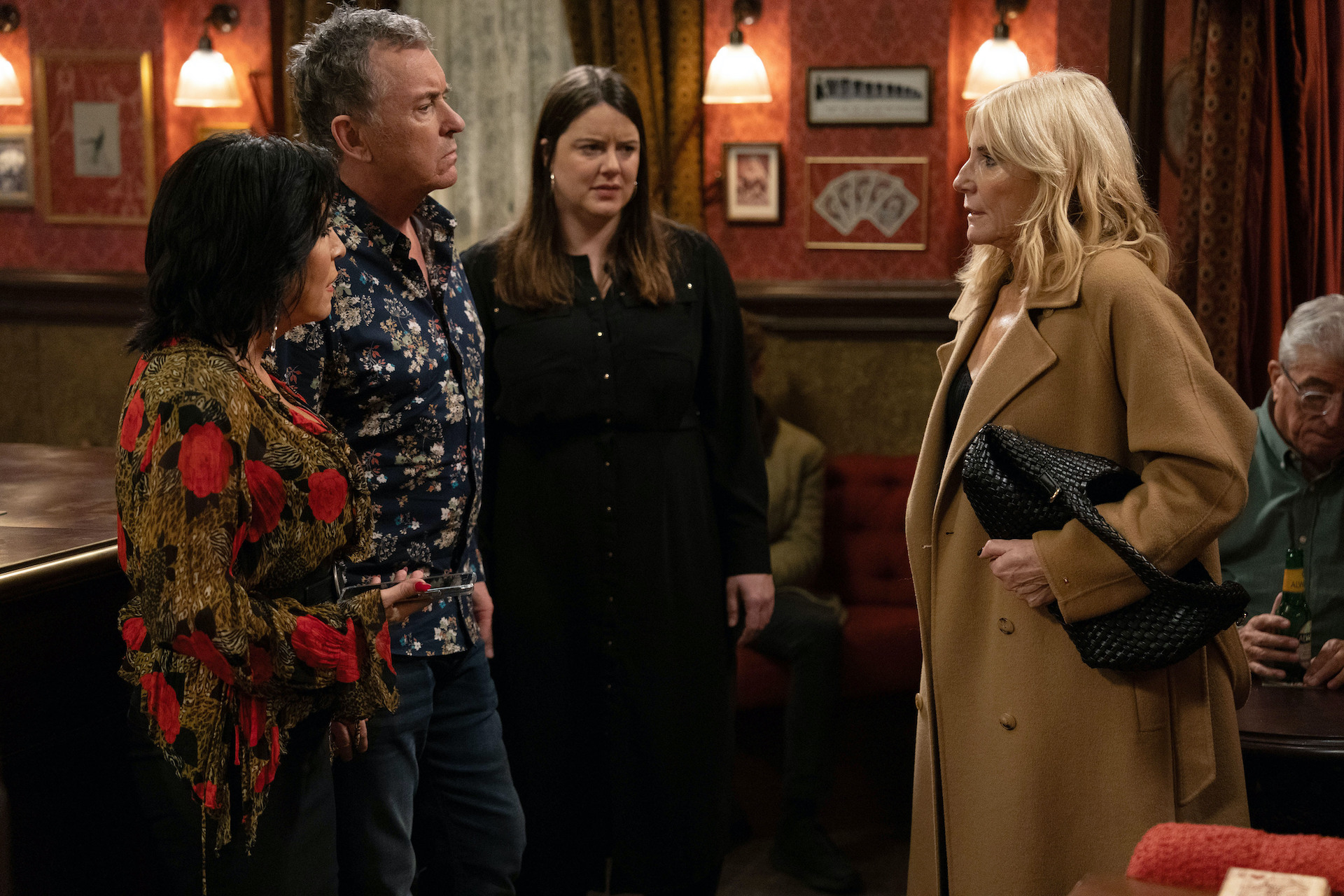 Cindy looks guilty after bumping into Oscar in EastEnders 