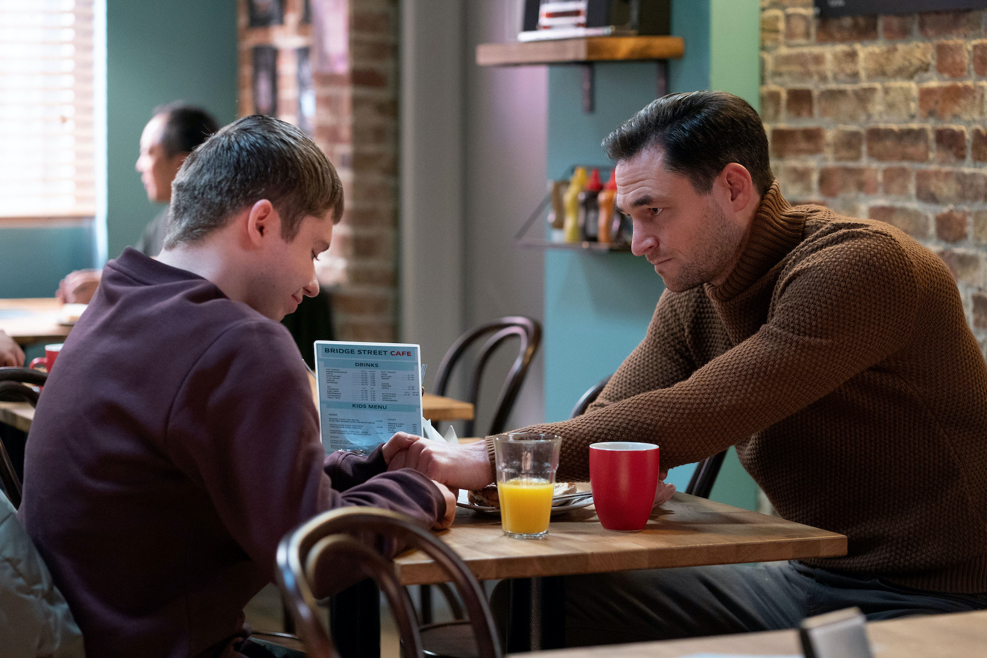 Barney and Zack in the cafe
