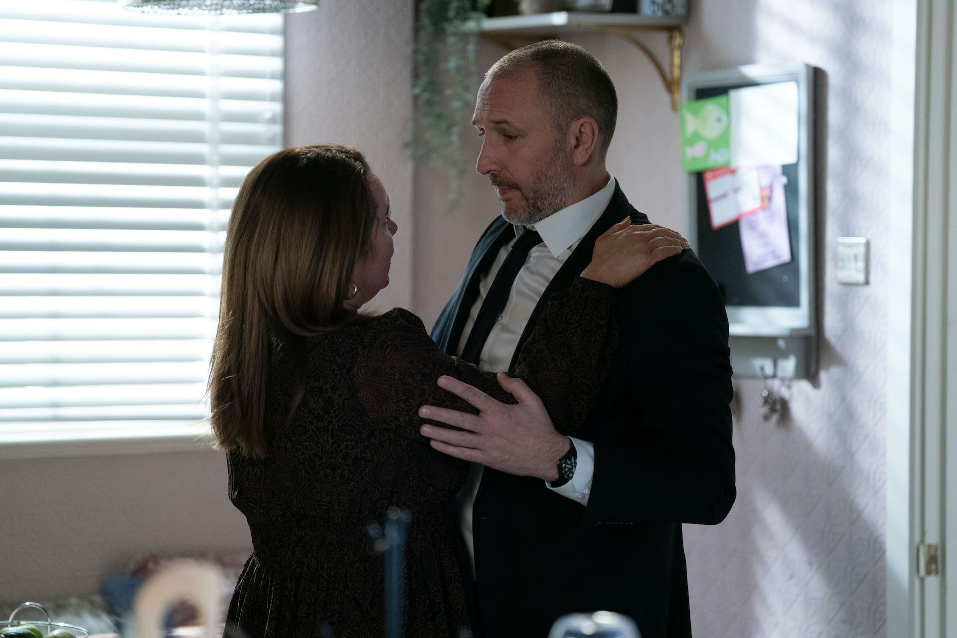 Ross and Vicki hugging in EastEnders spoilers 