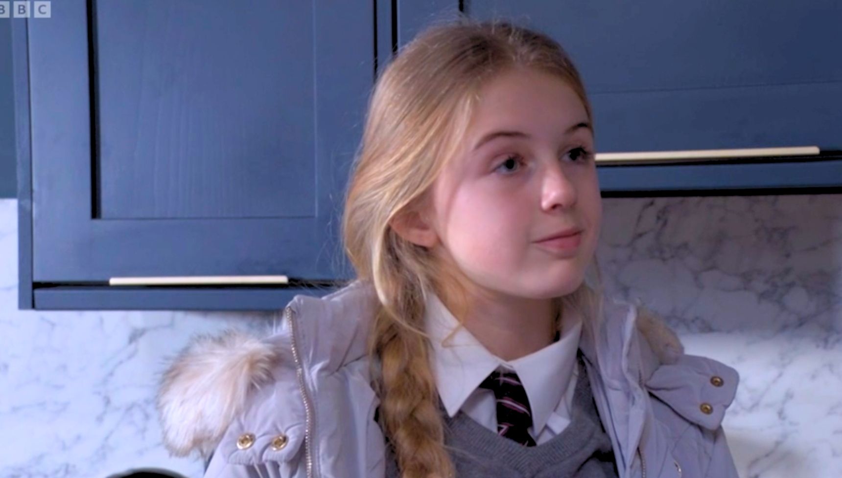 Lexi looking sheepish as she skips school