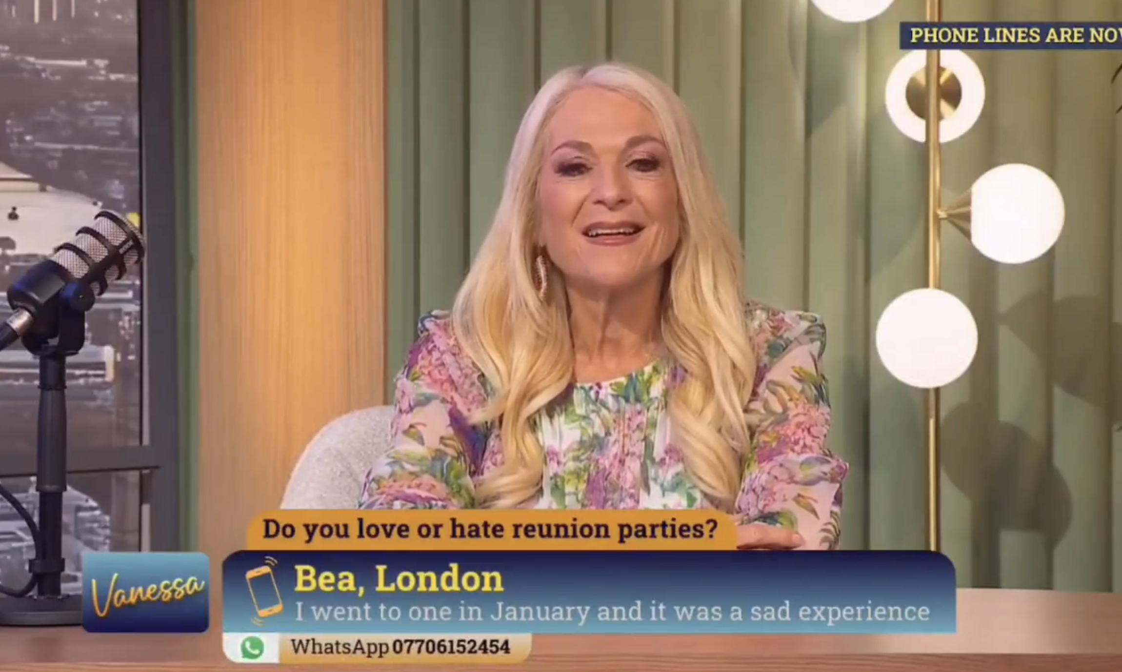 Bea calls Vanessa Feltz's chat show